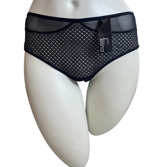 Felina Black Mesh High-Waist Panties Comfortable & Stylish Lingerie Sz S- NEW - Picture 1 of 7